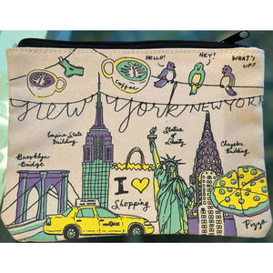 New York illustration Canvas pouch cosmetic bag